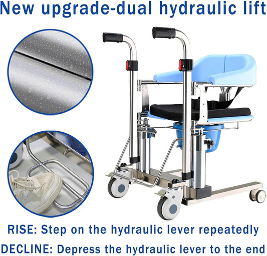 SS Hydraulic Patient Transfer Chair Lift Multifunctional Wheelchair
