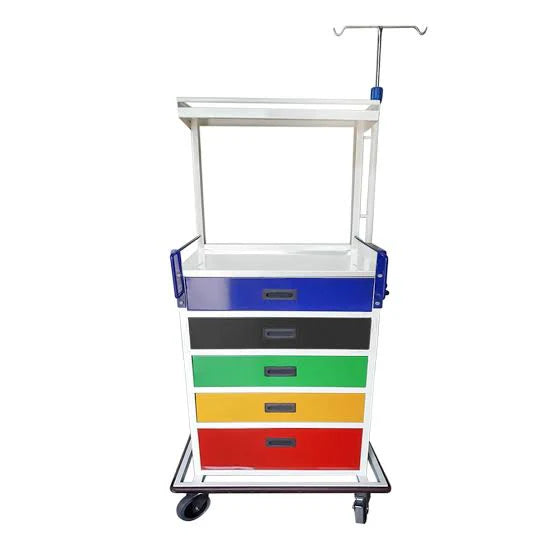 Color-Coded Emergency Crash Cart – 5-Drawer Medical Code Cart