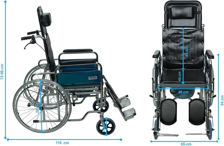 KY-609GC Reclining Wheelchair with Commode – Durable, Foldable & Comfortable