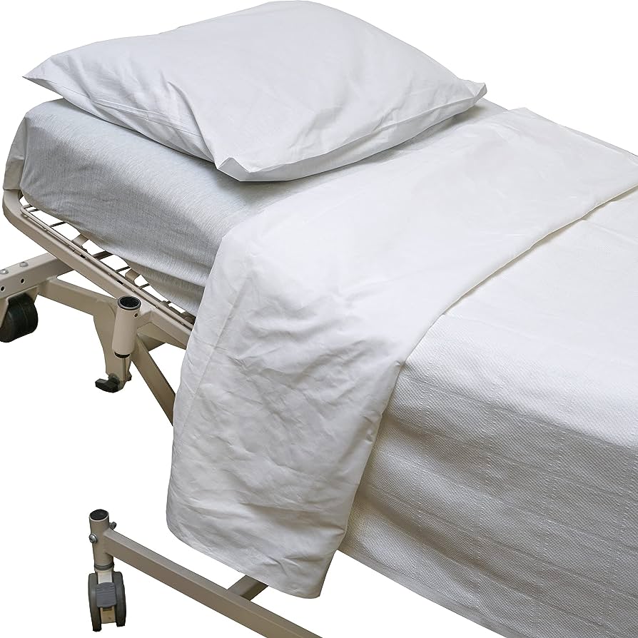 Hospital Bed Sheet with Pillow Cover – Durable Cotton Medical Bedding Set