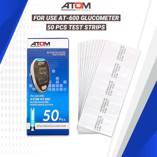 Atom Glucometer Sugar Test Strips – AT-600  Accurate & Reliable Sugar Testing at Home